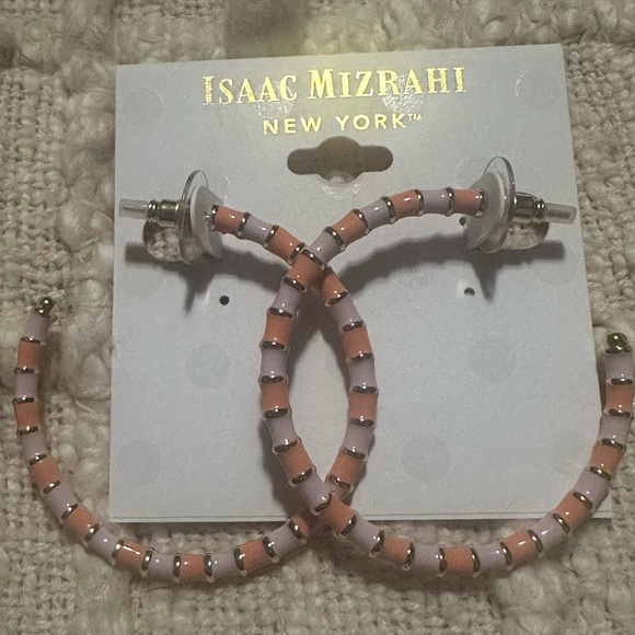 Isaac Mizrahi Enamel Post Hoop Earrings - Picture 2 of 2